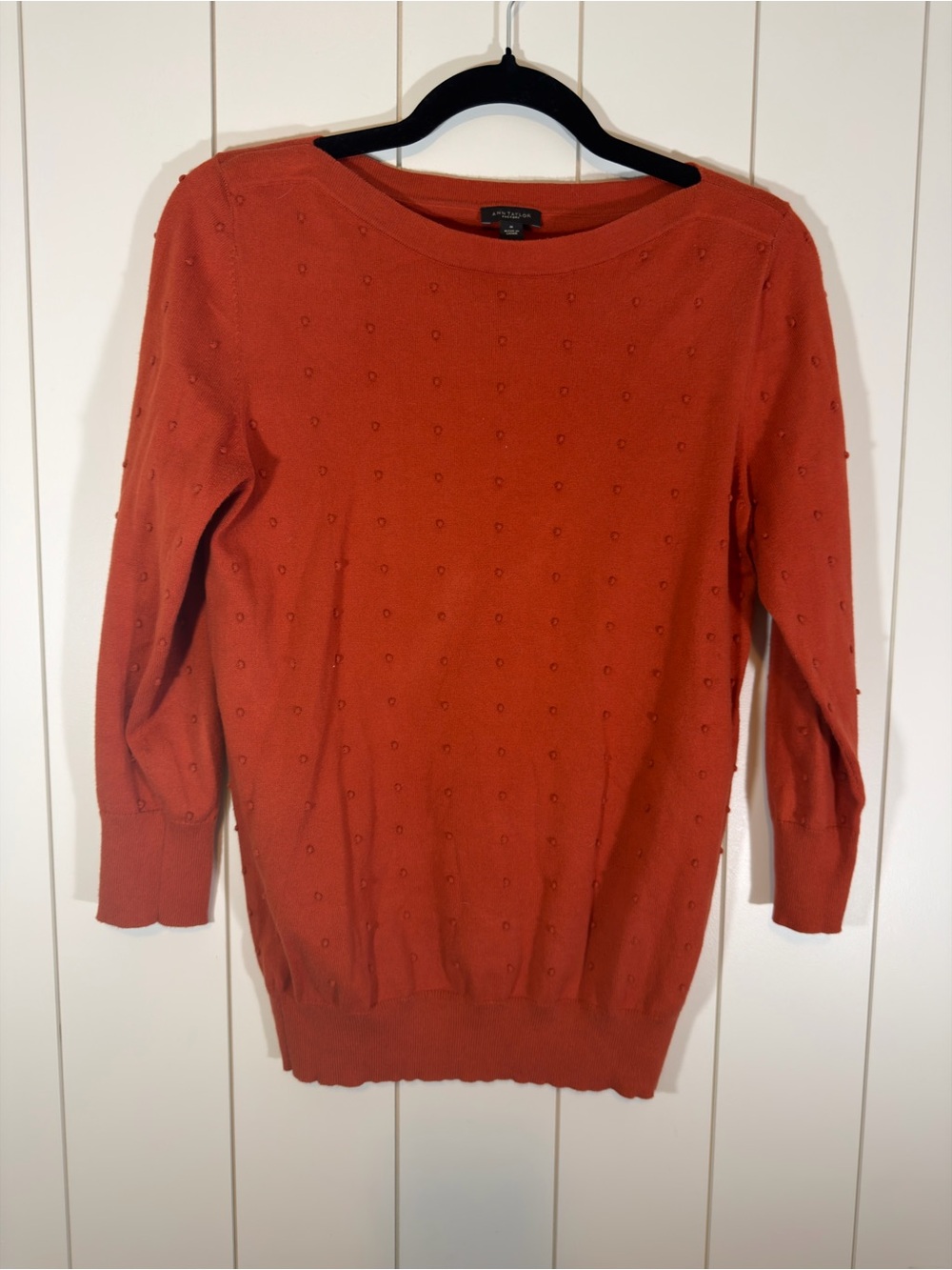 Ann Taylor Rust Dot-Textured Crewneck Sweater - Size M